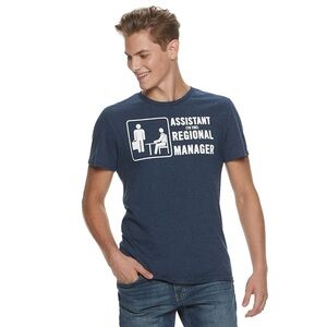 The Office Men’s Assistant to the Regional Manager Crewneck Tee in Navy Size XL